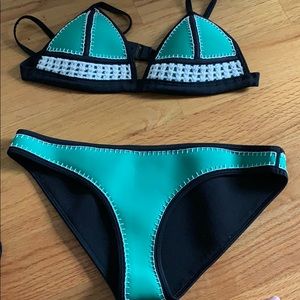 green triangle crochet bikini